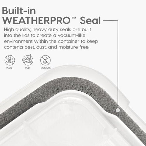 IRIS USA WeatherPro 103 Qt Storage Bins - BPA-Free Plastic with Tight Latch & Seal, 2 Pack - Clear/Black