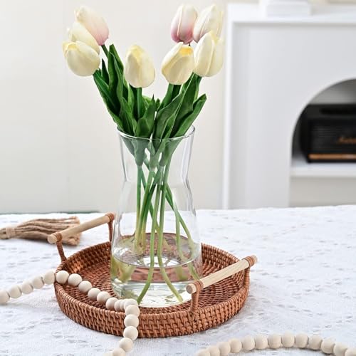 Clear Glass Flower Vase 8 Inch - Modern Boho Decorative Table Centerpiece