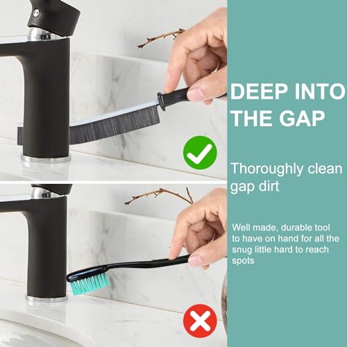 Hard-Bristled Crevice Cleaning Brush Set for Grout & Tile Gaps (3 Pack)
