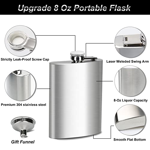 8 Oz Stainless Steel Flask for Men Leakproof Camping & Gifting