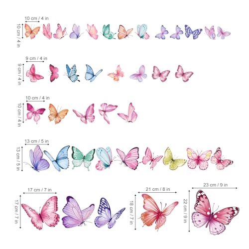 Watercolor Butterfly Wall Decals - Peel and Stick Removable Wall Art