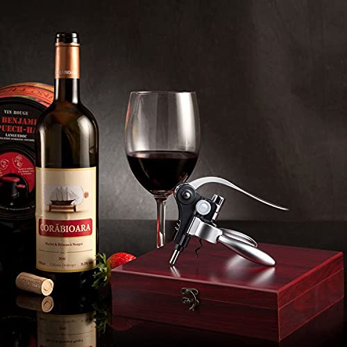 Smaier Silver 9-Piece Wine Opener Set with Wooden Gift Box - Corkscrew & Accessories