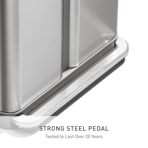 Dual Compartment Step Recycler 58L Kitchen Trash Can Stainless Steel