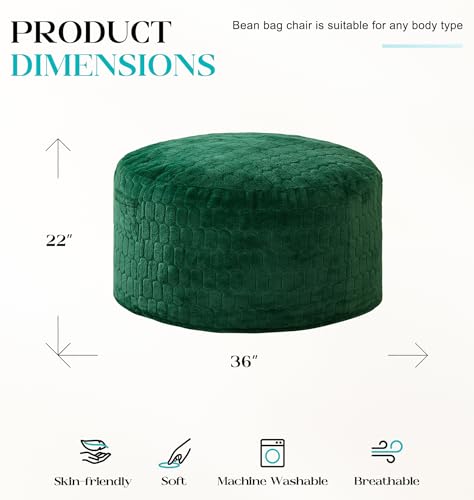 3FT Memory Foam Bean Bag Chair - Large Plush Lounger for Adults