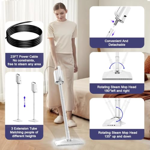 6-in-1 Steam Mop, 1200W Multi-Surface Steam Cleaner with 400ML Tank