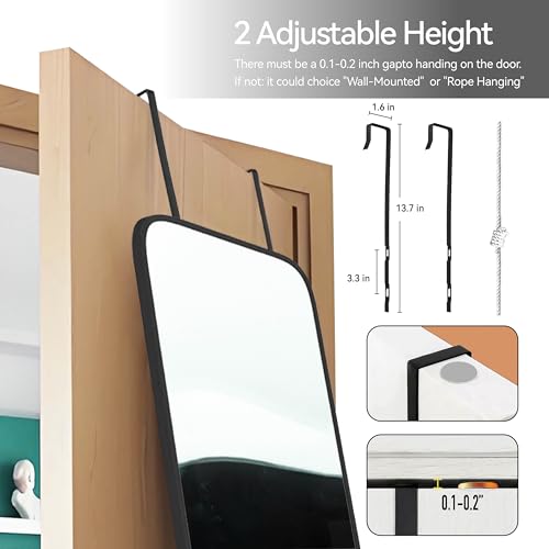 47x14-Inch Full Length Mirror, Over-the-Door or Wall-Mounted Dressing Mirror