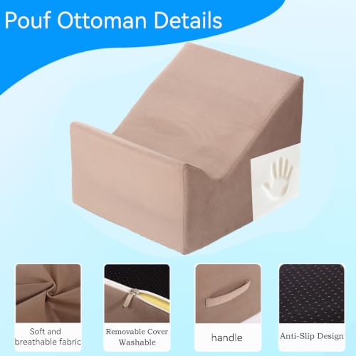 Modern Padded Pouf Ottoman with Washable Cover - Ergonomic Footrest