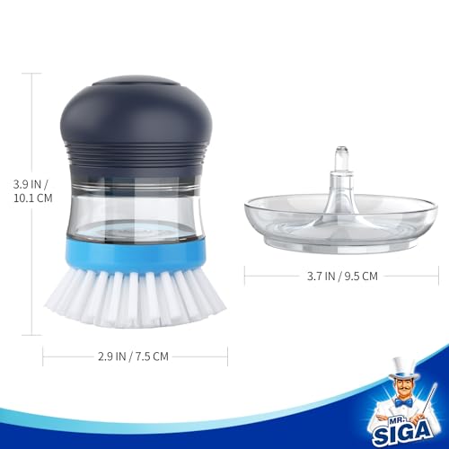 Soap Dispensing Palm Brush with Storage Set - Non-Scratch Dish Scrubber