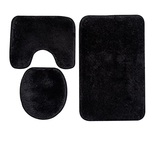 3-Piece Soft Bathroom Rug and Mat Set - Absorbent Toilet Floor Decor
