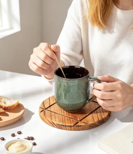 LERATIO Reactive Glaze Ceramic Coffee Mug Set of 6, 12oz - Handmade & Durable