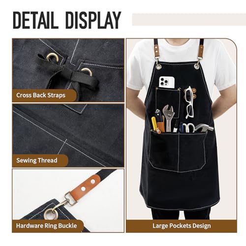 Waterproof Cotton Chef Apron with Large Pockets for Cooking and Grilling