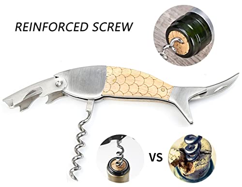 FAFAXOXO Unique Fish Corkscrew Wine Opener - Professional Waiters Bottle Opener
