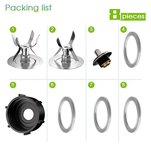 8-Piece Blender Replacement Parts Kit for 5 and 6 Cup Jars, Stainless Steel