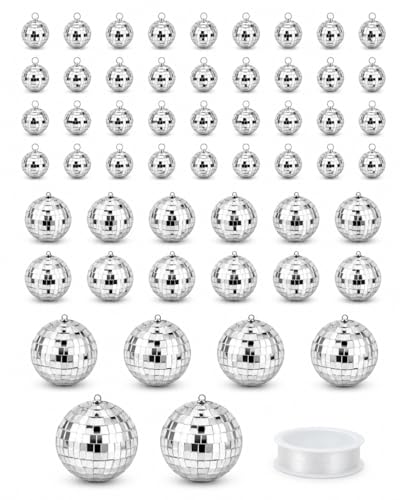 Youdepot Mini Silver Disco Balls 54-Piece Pack (1.2 - 3.1 in) – All-in-One Size Variety Kit