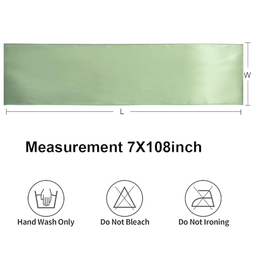Sage Green Satin Chair Sashes - 50 Pack Ribbon Ties for Wedding & Events