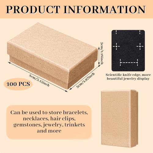 Tenceur 100 Pcs Christmas Jewelry Gift Boxes Bulk - 3.2 x 2 x 1.2 in Brown