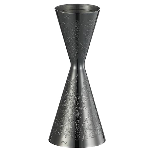 Cocktail Geek Gunmetal Black Spirit Double Cocktail Jigger with Etched Pattern