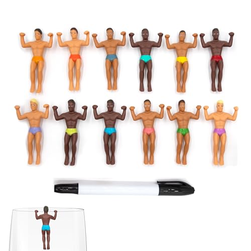 Drinking Buddies Reusable Wine Glass Markers - Assorted Fun Party Favors, 12 Pack