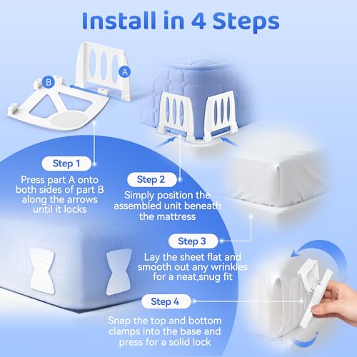 Fitted Sheet Holders Set - 4 Heavy Duty Clips for All Mattress Sizes