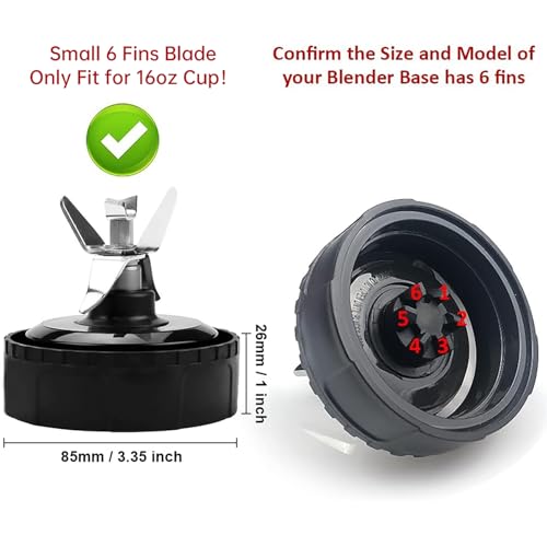 6-Fin Extractor Blade Assembly for 16 oz Blender Cups, 3.35-inch Diameter