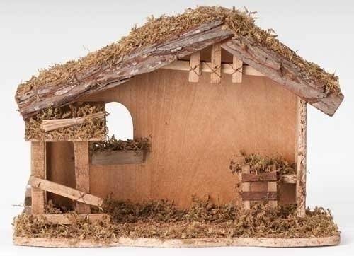 5-Inch Scale Nativity Stable with Ladder - Hand-Painted Holiday Display