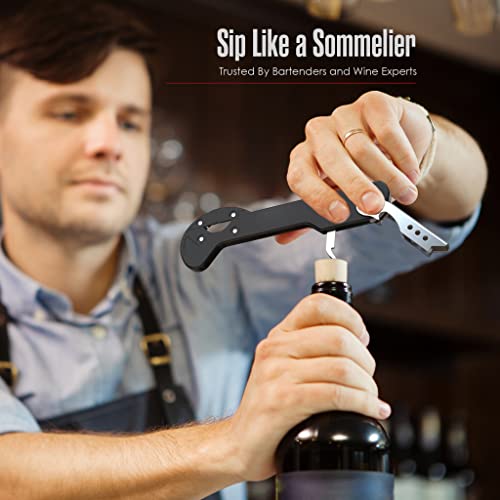 Houseables Black 5 1/4" Wine Opener with Foil Cutter - Restaurant & Server Use