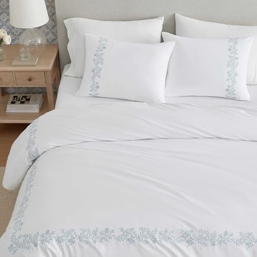 Martha Stewart 100% Cotton Queen Duvet Cover Set - 3-Piece Floral Bedding