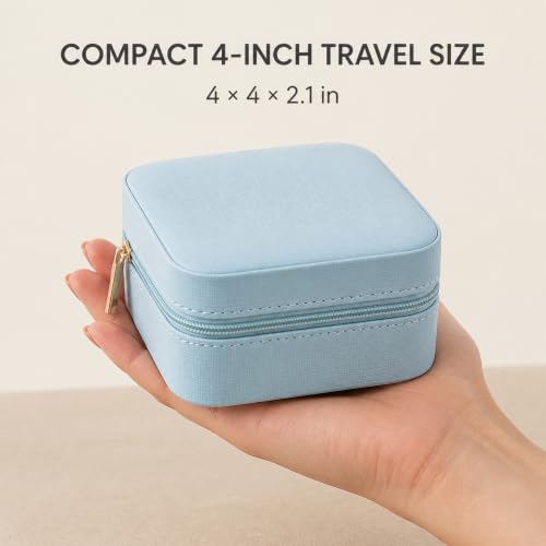 VLANDO Blue Travel Jewelry Box Organizer for Girls & Women, Gift Storage Case