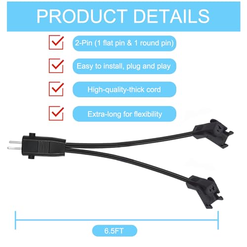 6.5ft 2-Pin Y-Splitter Power Cable for Electric Recliner and Lift Chairs