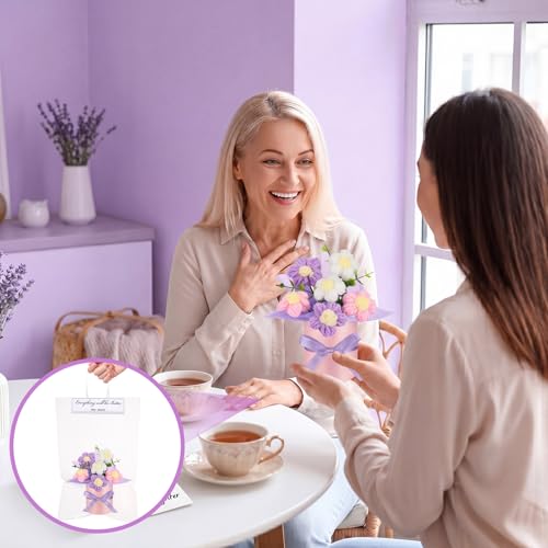 Willinglong 6-Piece Pastel Crochet Flower Bouquet Gift Set - Handmade Artificial Flowers with Gift Bags