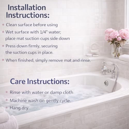 Extra Large Non-Slip Bathtub Mat, 36 x 17 Inch Soft Foam Tub Mat
