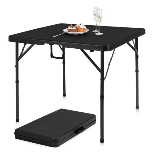34-Inch Square Folding Card Table, Portable Adjustable Height Table