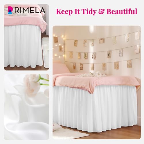 Twin XL Wrap Around Bed Skirt 32 Inch Drop - White Ruffled Dorm Essential