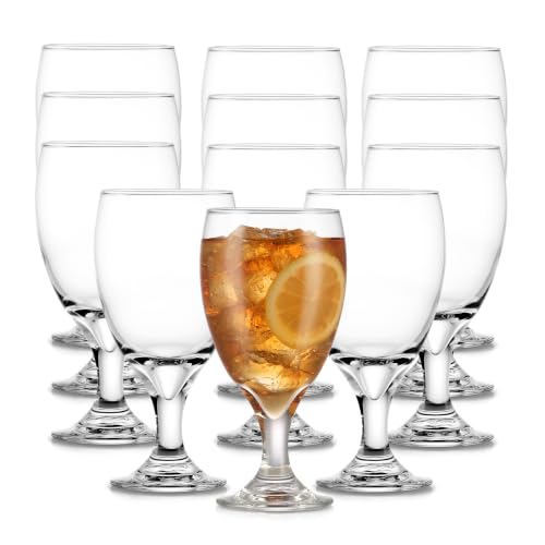 Classic Stemmed Glass Goblets 16.25 oz - Set of 12 for Water, Tea & Sangria