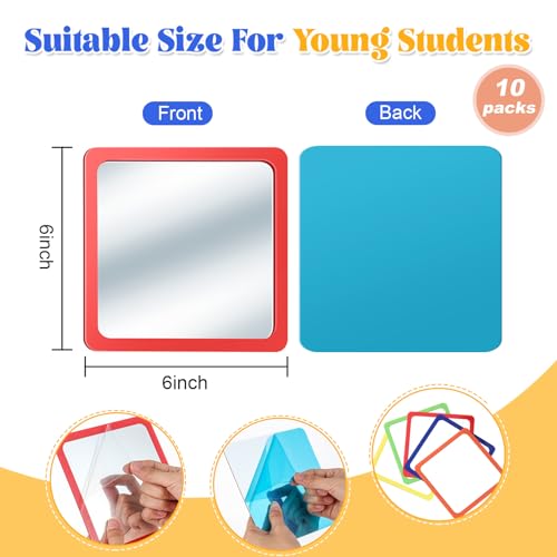 10 Pcs Shatterproof Acrylic Craft Mirrors 6x6 Inch for Kids and DIY Projects
