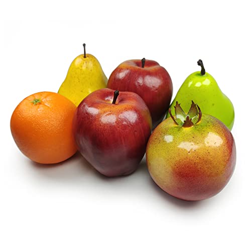 Artificial Fruit Set - 6 Piece Faux Fruits for Home Decor