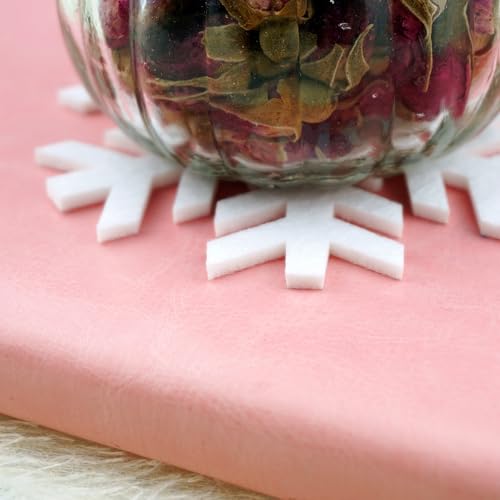 SaktopDeco 16-Pack Felt Snowflake Coasters Set – White/Blue Christmas Drink Coasters