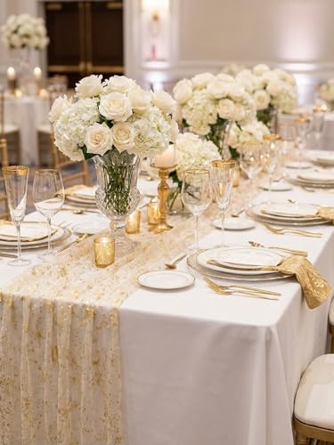 10 FT Gold Glitter Table Runner for Christmas Holiday & Special Events