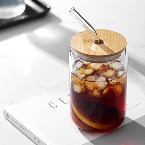16oz Glass Cups with Bamboo Lids and Straws - 2 Piece Set