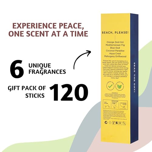 Charcoal-Free Organic Incense Sticks - 120 Count - 45 Min Long Burning