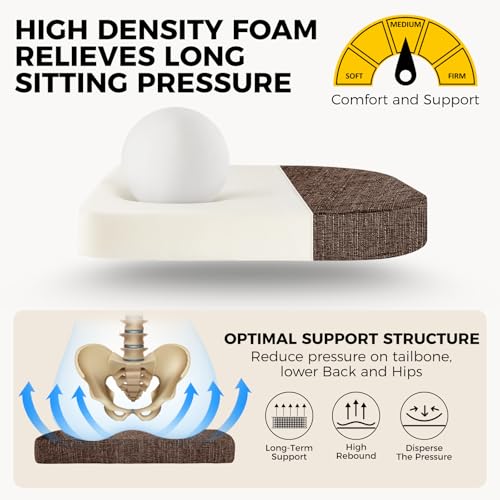 U-Shaped Foam Dining Chair Cushions, 16x16 Inch Non-Slip Pads (4 Pack)