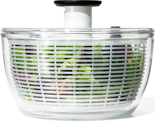 Large Salad Spinner with One-Touch Press Pump, 6.22 Qt Fruit & Vegetable Washer