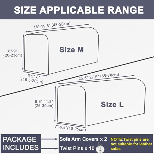 Sofa Armrest Covers Set of 2 - Stretch Polyester Protectors
