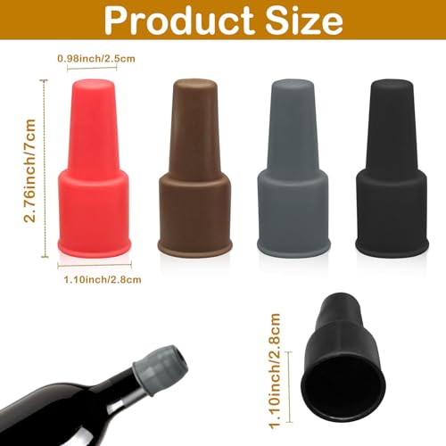 CANIPHA 8Pcs Silicone Wine Stopper Set - Reusable, Multi-Color Wine & Champagne Bottle Caps for Freshness, Home & Travel Use (4 Colors)