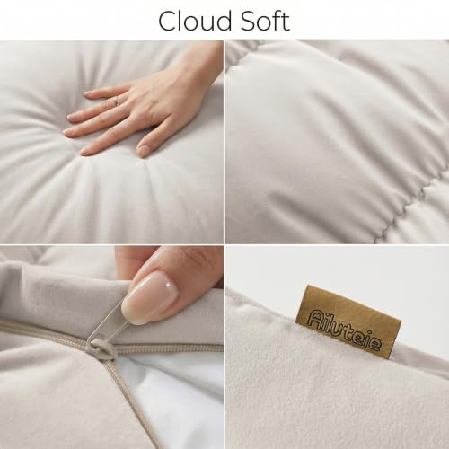 Segmented Body Pillow for Adults - 59 Inch Misty White Velvet