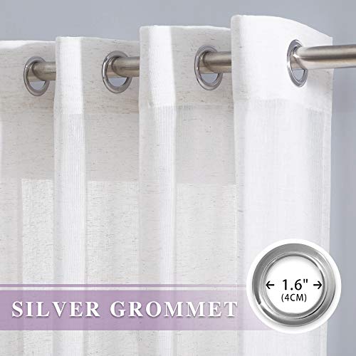 Flax Sheer Linen Curtains - Semi-Transparent Grommet Drapes, 2 Panels, 52" x 84"