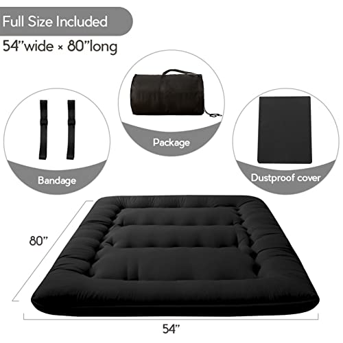 Japanese Floor Mattress 4" Thick Full Size Foldable Futon Roll-Up Sleeping Mat