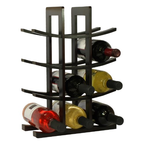 12-Bottle Bamboo Wine Rack, Dark Espresso Countertop Wine Storage