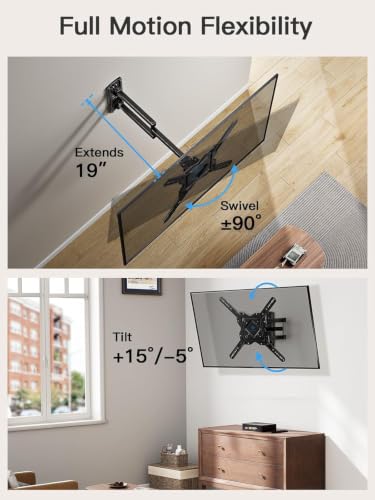 Full Motion TV Wall Mount for 27-60 Inch Flat and Curved TVs
