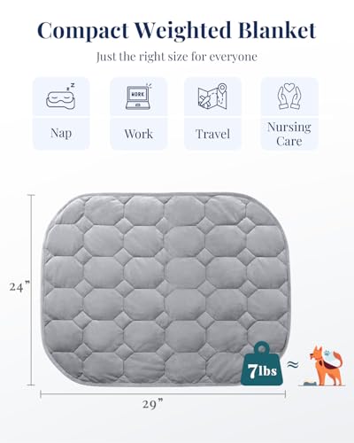 7lb Weighted Lap Blanket, 24"x29" Ultra-Soft Crystal Velvet Sensory Pad